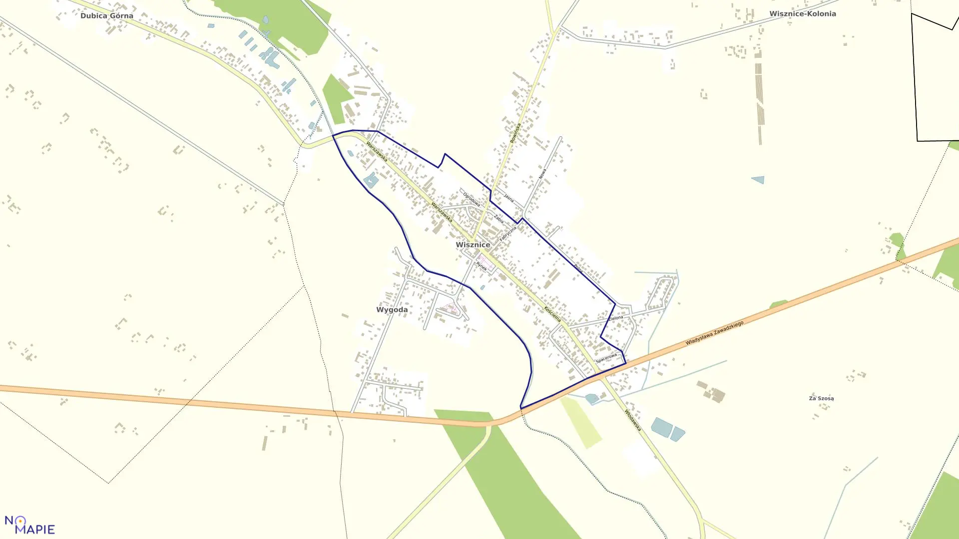 Mapa obrębu WISZNICE w gminie Wisznice